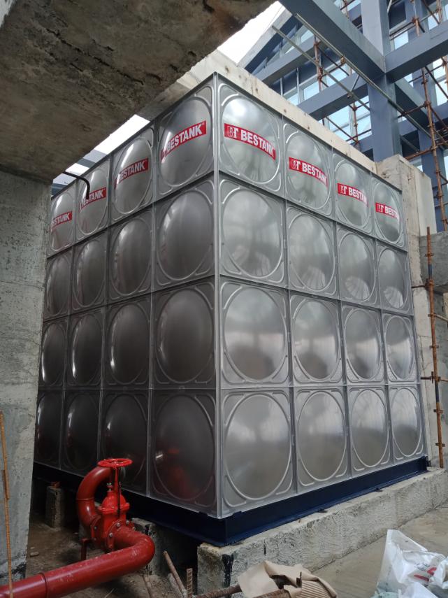 Four (4) Bestank Stainless Steel Modular Storage Tanks installed at Century Spire