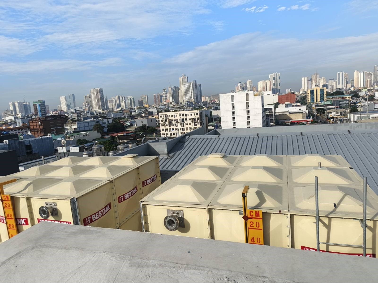 2 units of FRP 3×3×3 tanks (without partition) at New Bombay Building, Salcedo, Makati